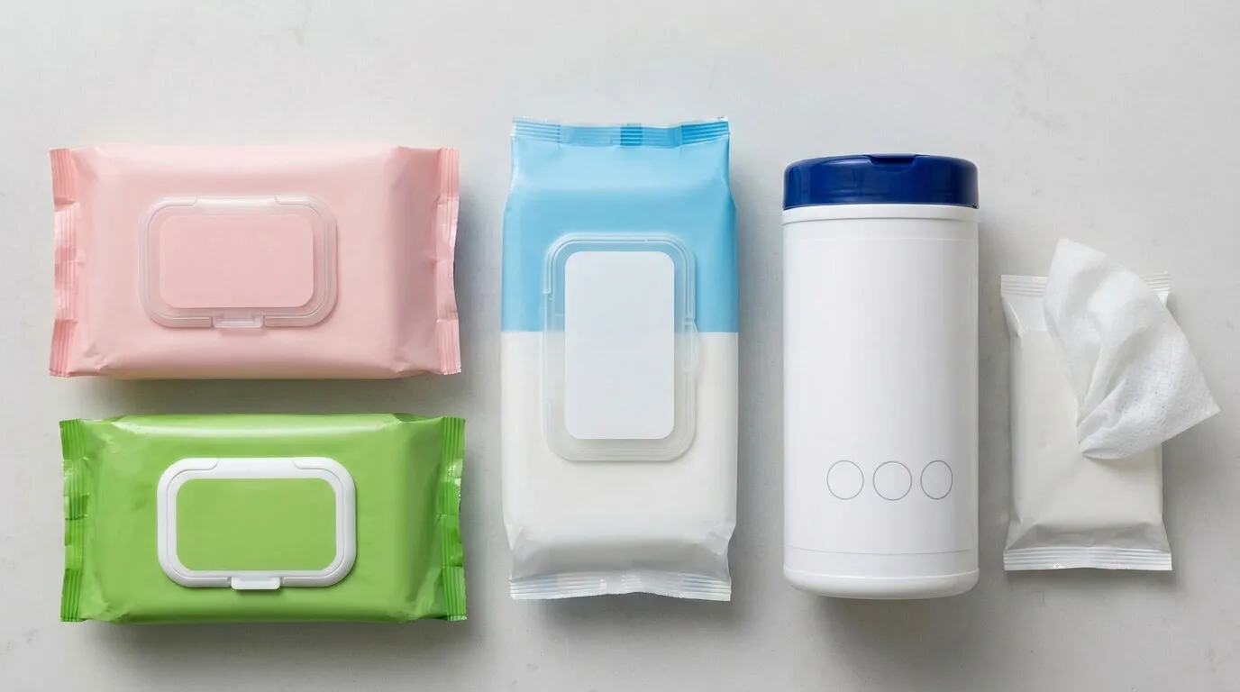Packaging options highlight private label wet wipes offered by Tradis Inc.