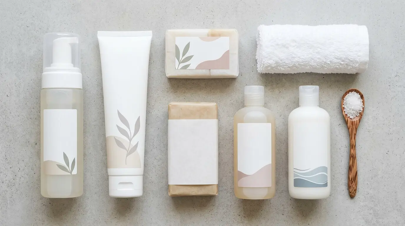 Body care items grouped together reflect Tradis Inc. private label health and beauty products.