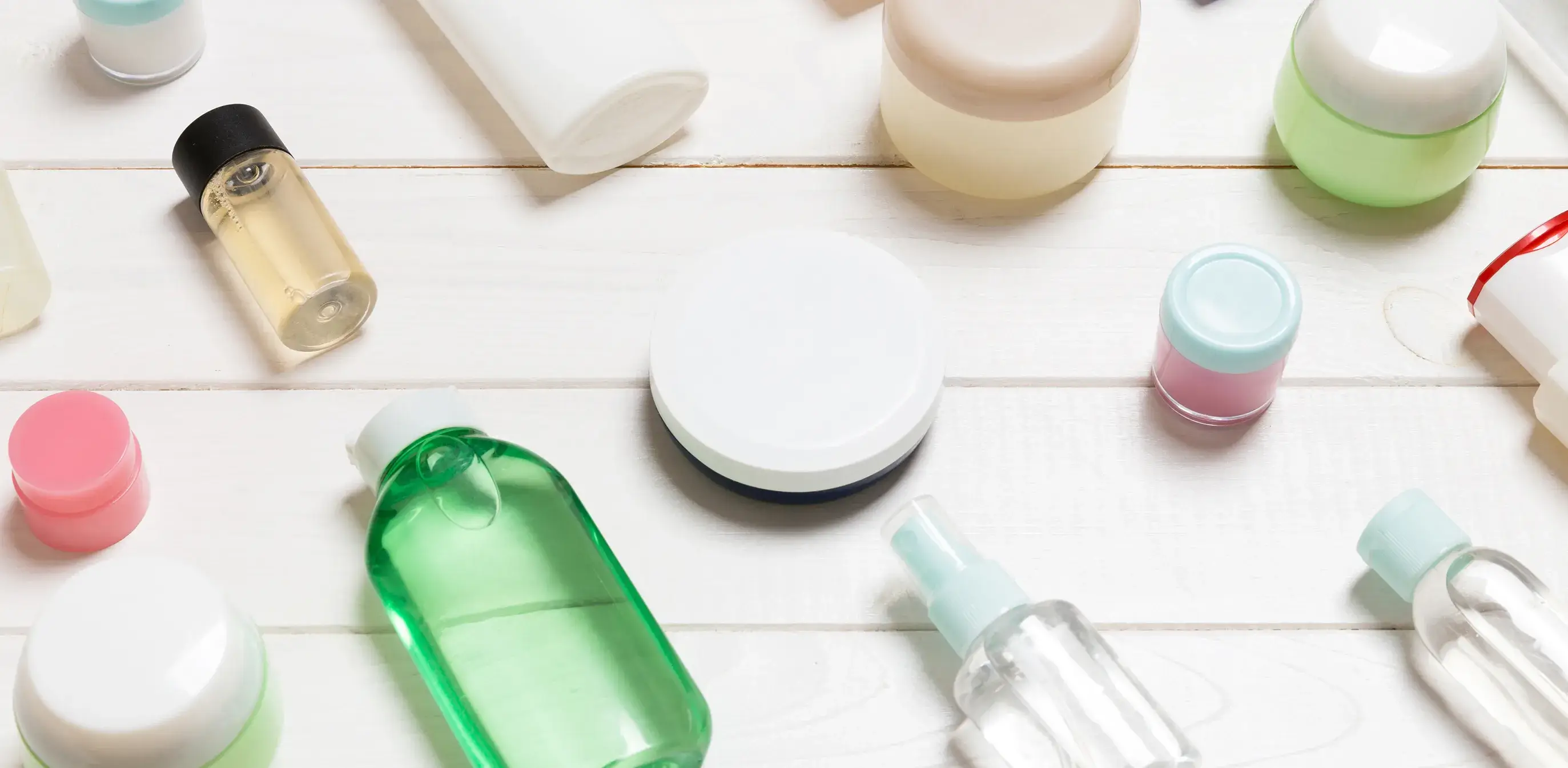 Skincare items grouped together highlight Tradis Inc. global private label supplier capabilities.